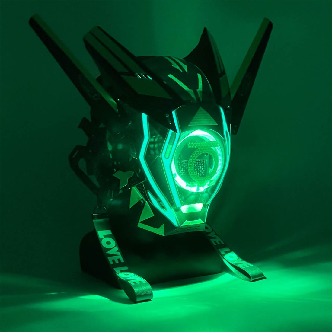 CoolCyberpunk Cyberpunk Mask With Green LED Round lights P42