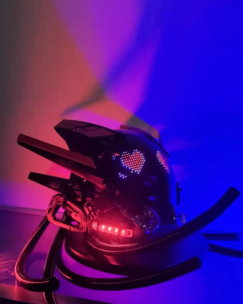 Over the Rainbow Rhythm Cyberpunk Helmet Mask ( Customizable Text And Image Available)