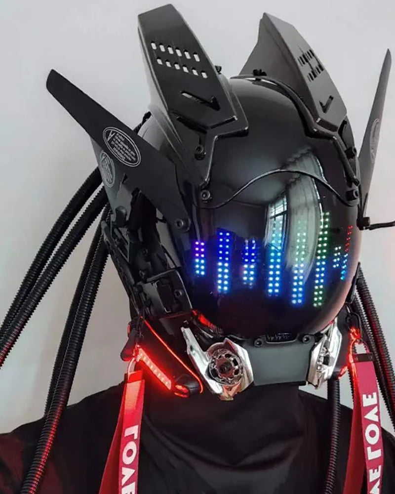 Over the Rainbow Rhythm Cyberpunk Helmet Mask ( Customizable Text And Image Available)