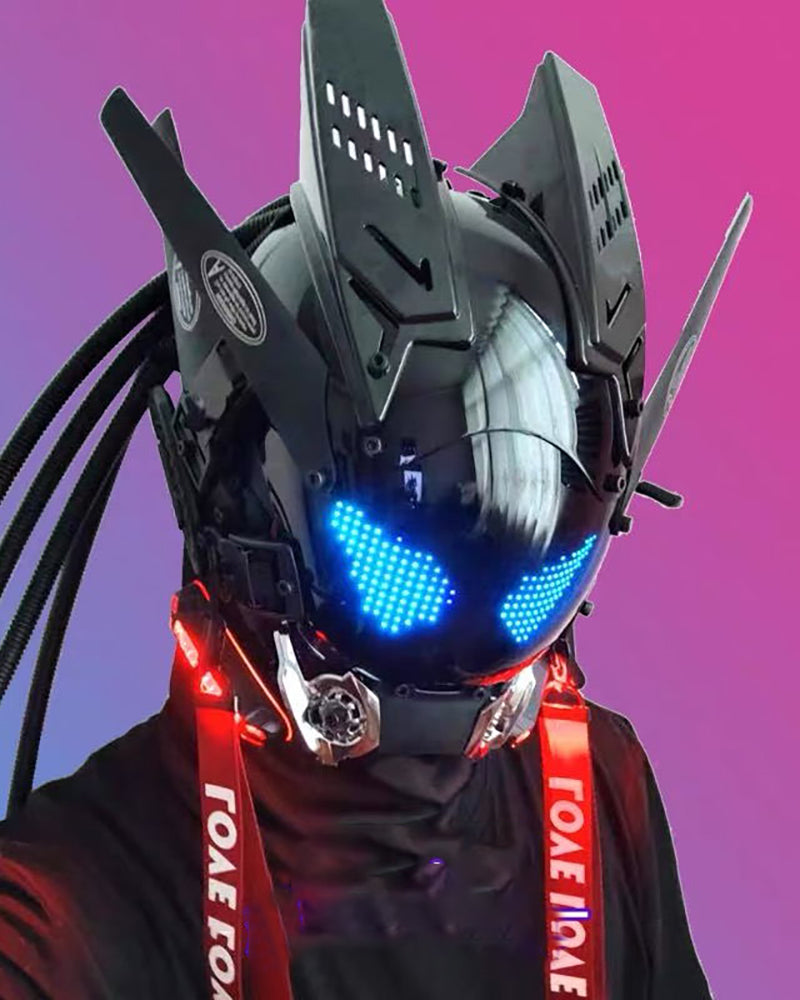 Over the Rainbow Rhythm Cyberpunk Helmet Mask ( Customizable Text And Image Available)