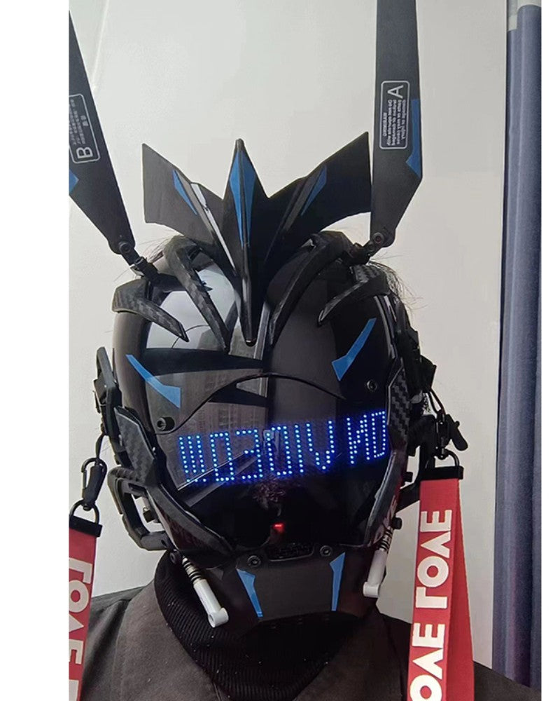 Over the Rainbow Rhythm Cyberpunk Helmet Mask ( Customizable Text And Image Available)