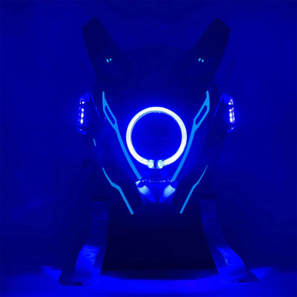 CoolCyberpunk Cosplay Mask With Blue LED Round Lights