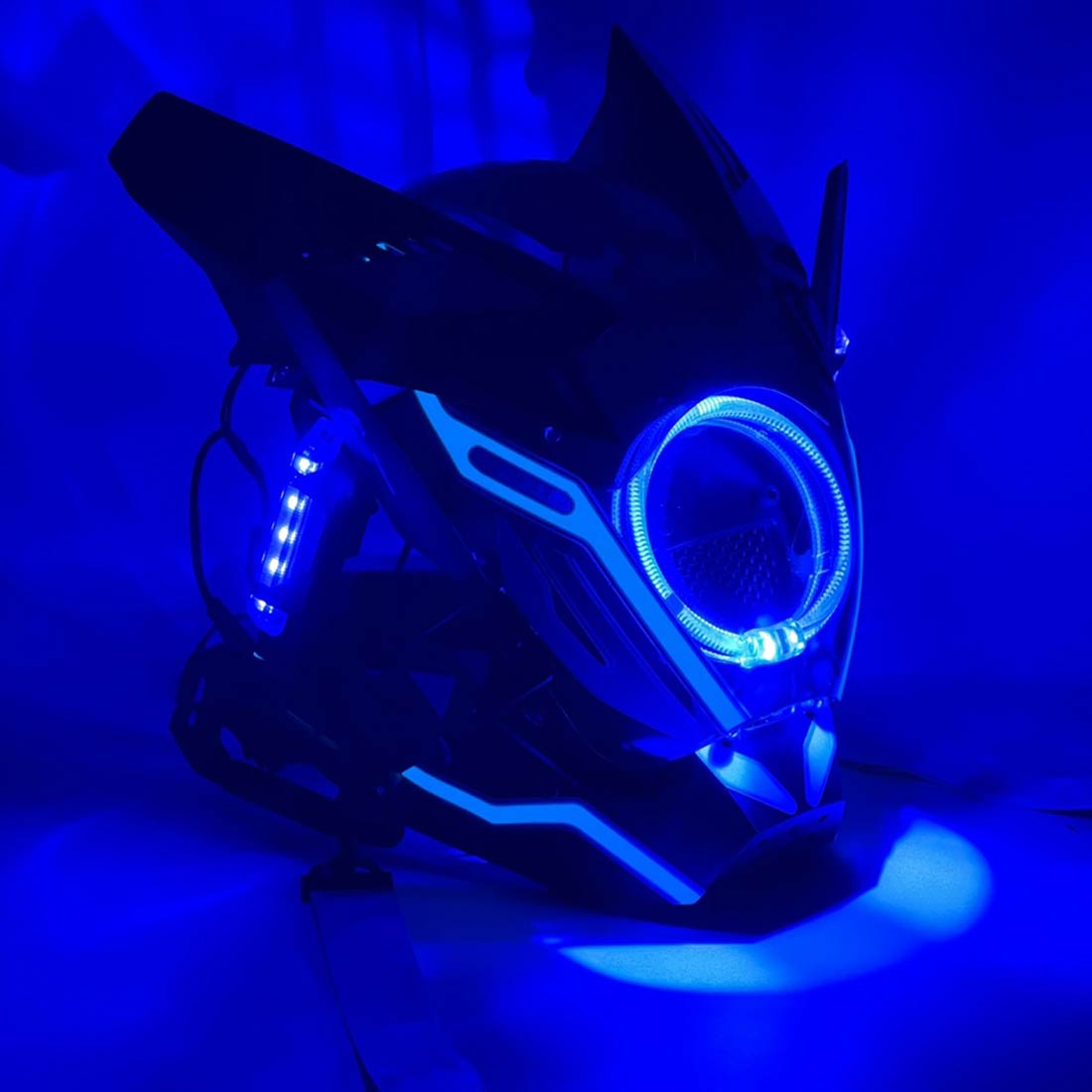 CoolCyberpunk Cosplay Mask With Blue LED Round Lights