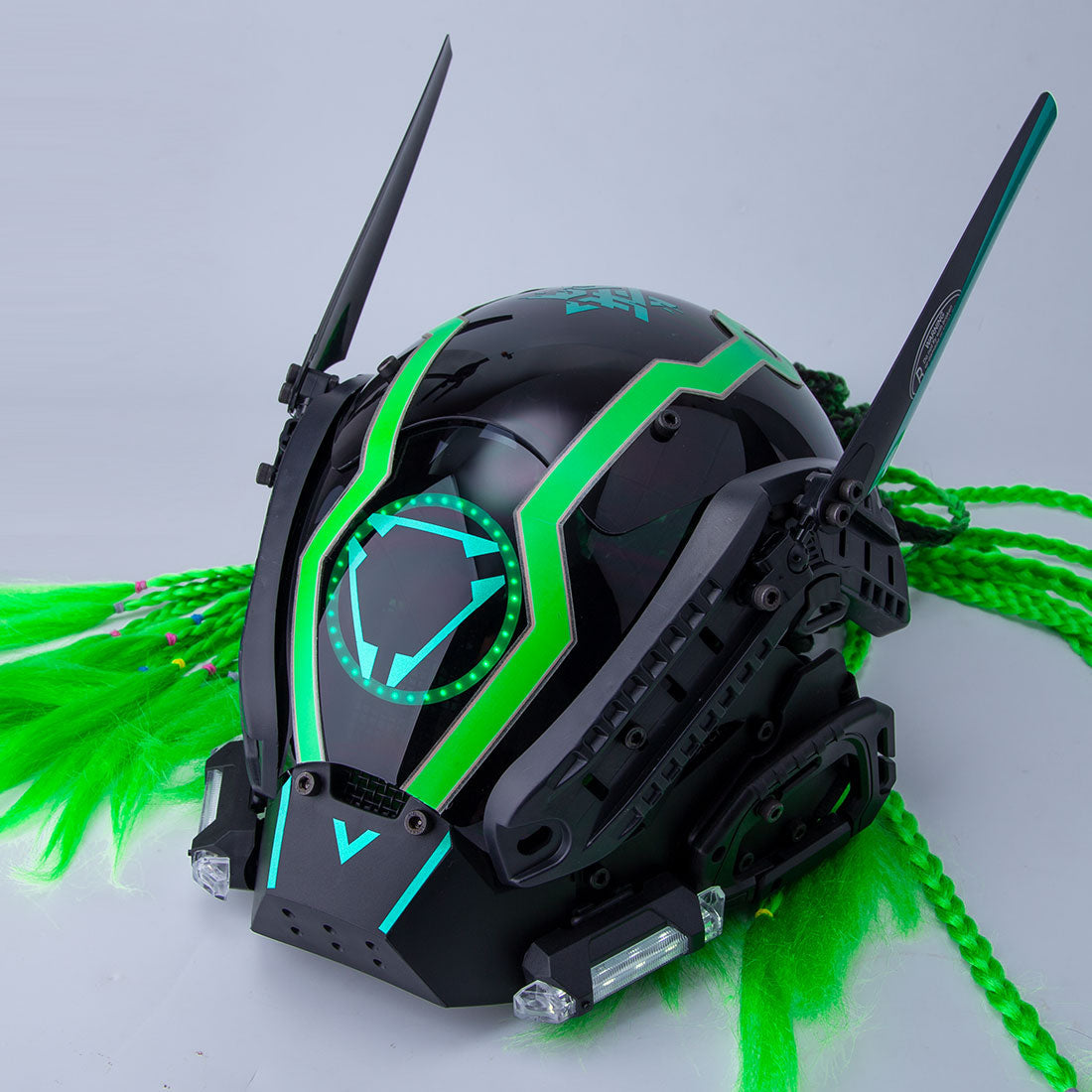 cyberpunk_mask_gothic_mask_with_green_lights_and_dreadlocks