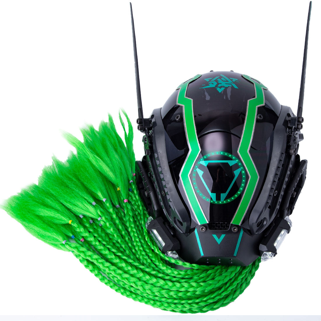 cyberpunk_mask_gothic_mask_with_green_lights_and_dreadlocks