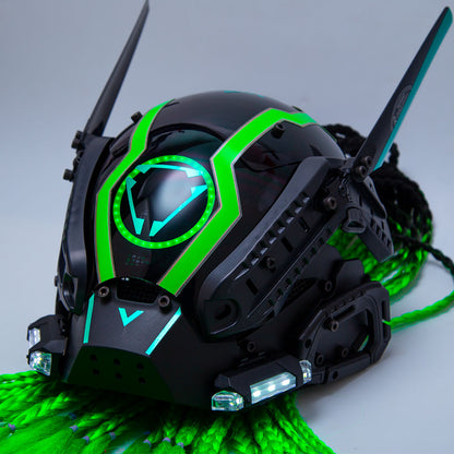 cyberpunk_mask_gothic_mask_with_green_lights_and_dreadlocks