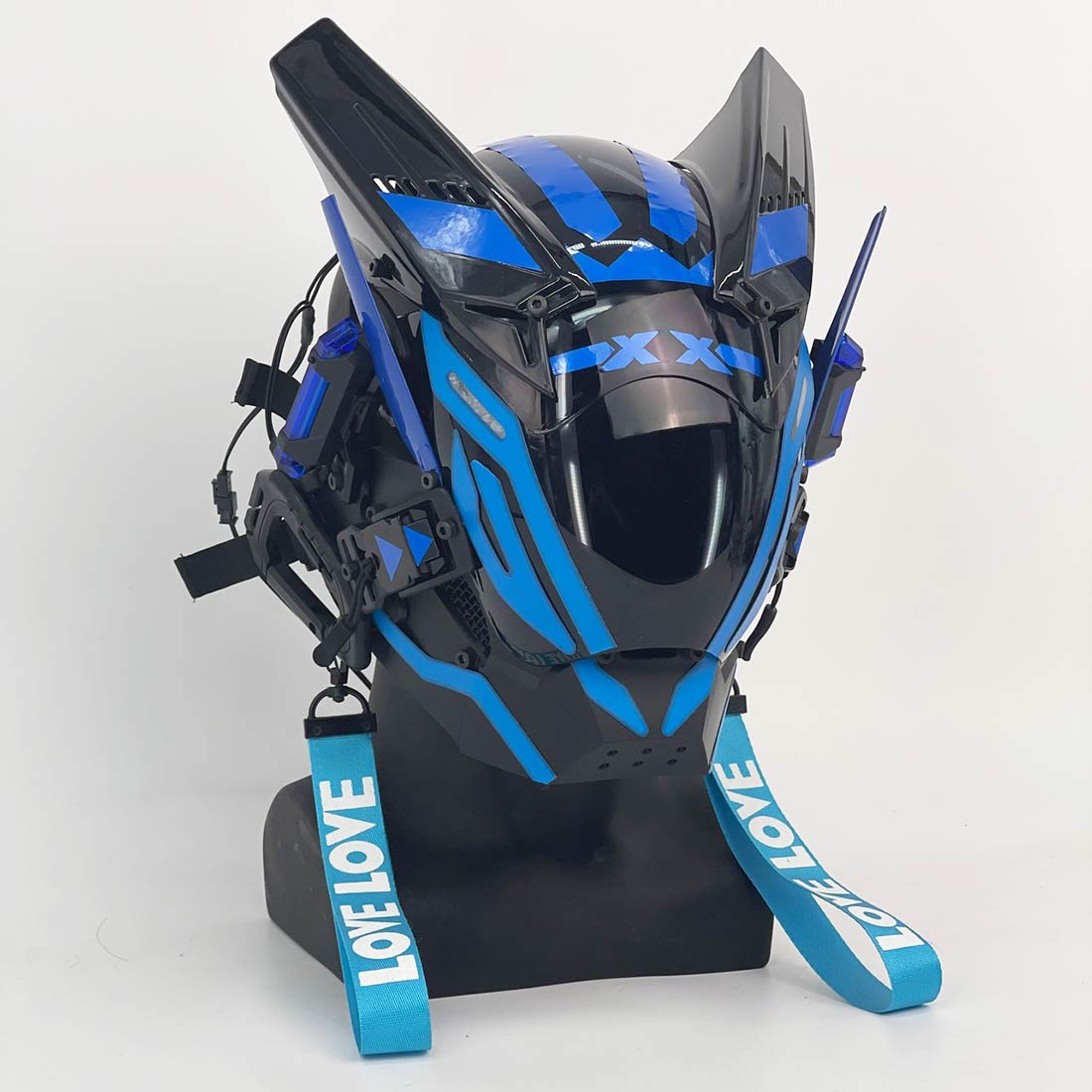 CoolCyberpunk Cosplay Mask With Blue LED Round Lights